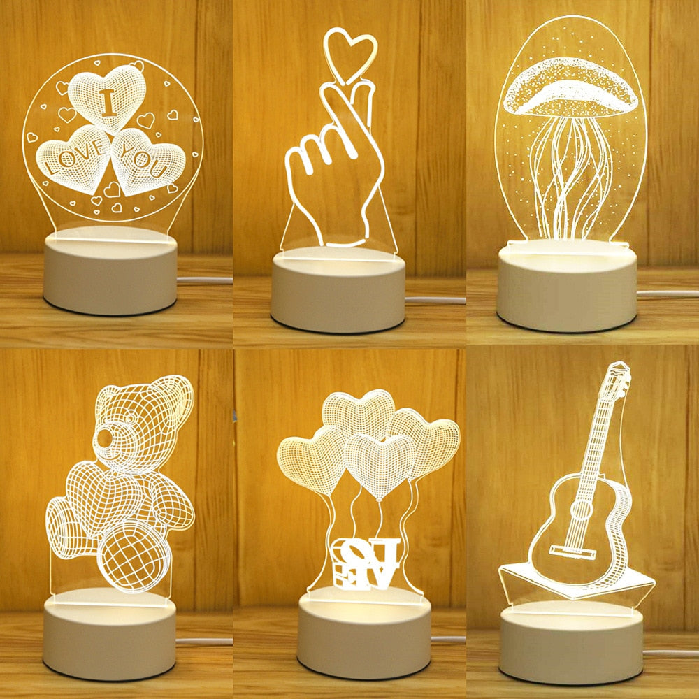 Romantic Love 3D Acrylic Led Lamp for Home