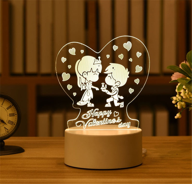 Romantic Love 3D Lamp Acrylic Led Night Lights