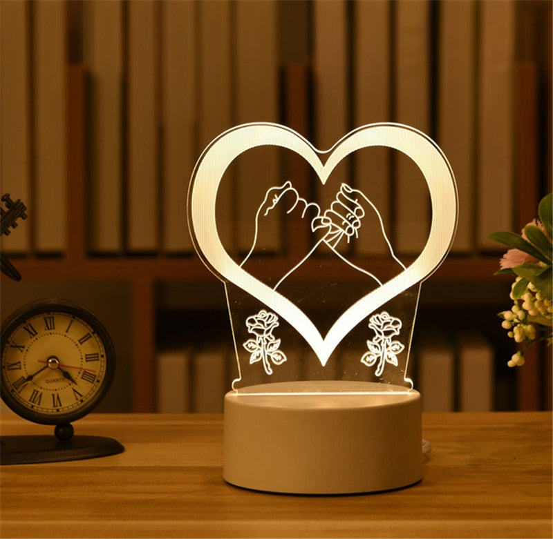 Romantic Love 3D Lamp Acrylic Led Night Lights