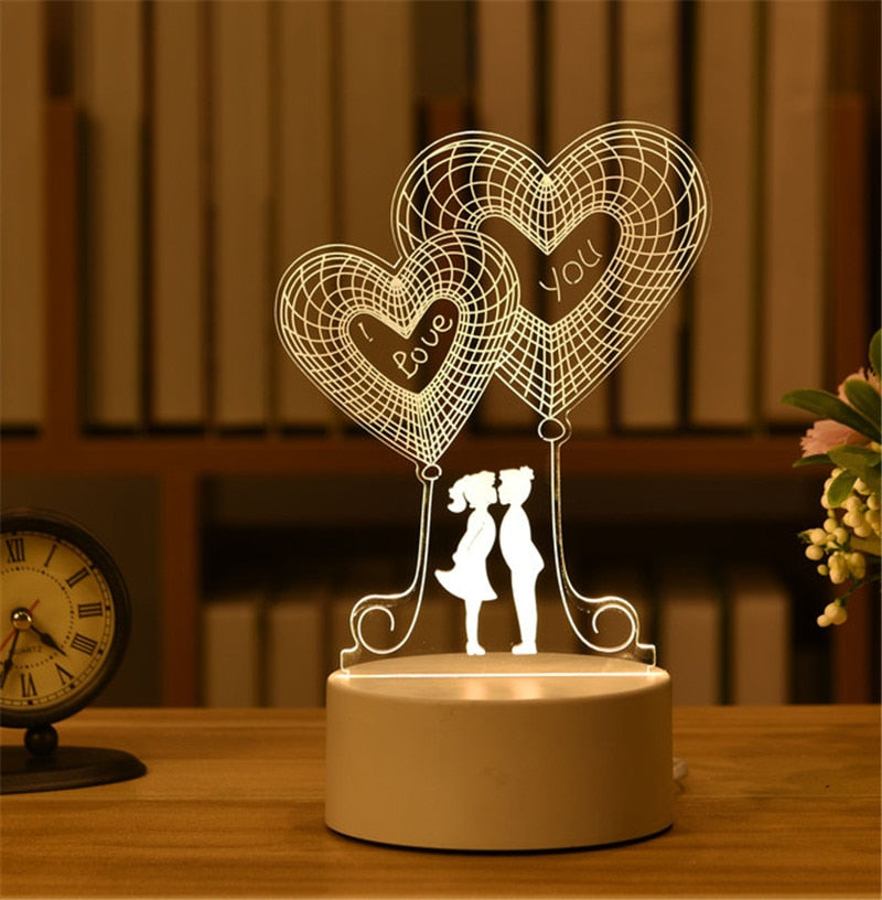 Romantic Love 3D Lamp Acrylic Led Night Lights